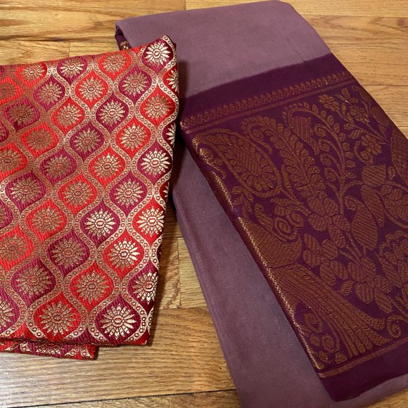 Madurai Sungudi Cotton Saree - Plain Body and Mayuri Pattu Big Border for Women - Picture 2 of 3